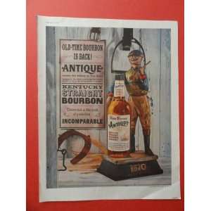  Four Roses Antique Whiskey,1959 print advertisement (carved wooden 