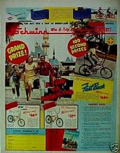 1966 Schwinn Sting Ray Bicycle Disney Disneyland AD  
