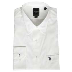 Polo Association Mens White Pinpoint Dress Shirt  