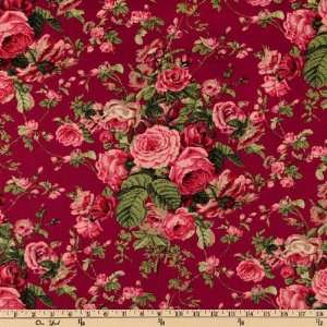   Aurora Bouquet Raspberry Fabric By The Yard Arts, Crafts & Sewing