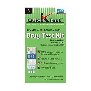  Quicktest 3 Panel Urine Drug Test Kit (THC, COC, mAMP 