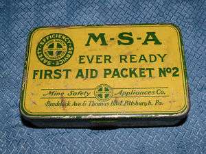 VINTAGE EVER READY MINE SAFETY APPLIANCES FIRST AID TIN  