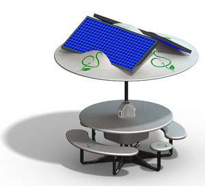 Solar Powered Patio Umbrella Table with Seating WOW  