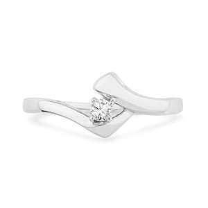   White Gold Round Diamond Solitaire Promise Ring (0.08 cttw) D GOLD