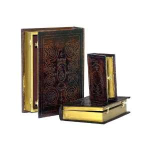  Home Décor Set/3 Embossed Book Boxes By Sterling