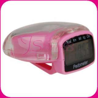 Pocket LCD Digital Pedometer Walking Steps Counter Pink  