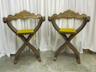 Pair Of Exotic Decor Accent Animal Head Arm Chairs  