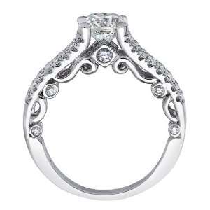 Round Brilliant Cut Diamond Split Shank Engagement Ring Vintage Style 