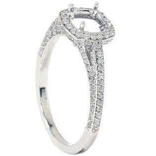   Inc. .78CT Pave Diamond Semi Mount Engagement Halo Ring 14K White Gold