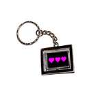 Graphics and More Three Hot Pink Hearts   New Keychain Ring
