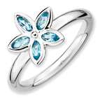   Sterling Silver Stackable Expressions Blue Topaz Flower Ring Size 7