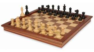 deluxe old club in ebonized boxwood with folding chess case 3 25 king 