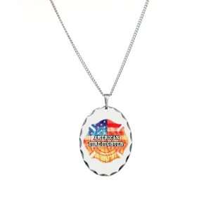    Necklace Oval Charm American Firefighter Artsmith Inc Jewelry
