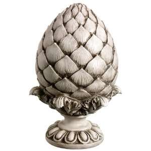  8.5Hx6Wx6L Polyresin Artichoke Finial White Stained (Pack 
