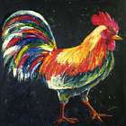  Michel Rooster on Black Canvas Art