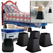   Pack of Black Bed Risers – 6 Inches   As Seen on TV 
