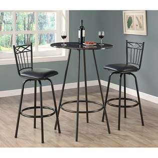  Metal Charcoal Finish Faux Marble Bar Table 