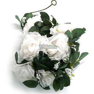 White ROSE GARLAND Silk WEDDING Flowers ROSE Arch Decor  