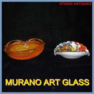 MURANO Art Glass BOWLS Rainbow OPALESCENT Vintage  
