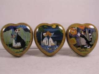Goebel Rosinas Set of 3 Heart Pill Boxes W/Cats NEW  