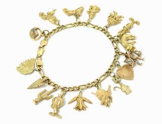 CUTE VINTAGE 14K YELLOW GOLD LOONEY TUNES 16 CHARMS BRACELET