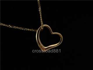 18K Solid Yellow Gold Heart Necklace Great  
