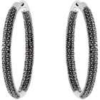   Sterling Silver Pair 58 Mm Genuine Black Spinel Hoop Earrings