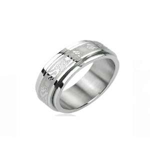 Stainless Steel Double Dragon Center Spinner 8mm Width Ring Band R190 