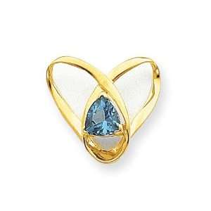  Blue Topaz Slide in 14k Yellow Gold Jewelry