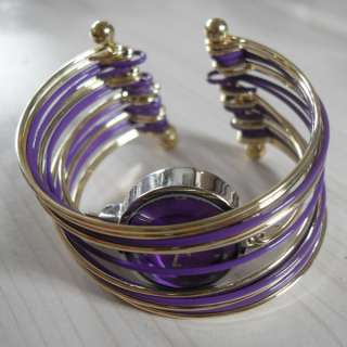 NEW Ladies Womens Bangle Quartz Cuff Purple Watch Gift  