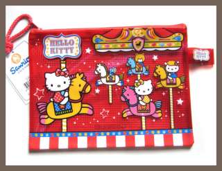 Hello Kitty Red Merry Go Round Mesh Zip Bag  