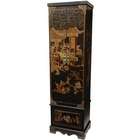 Oriental Furniture Tall Floor Jewelry Armoire in Black Lacquer
