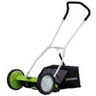 Greenworks 25052 16 Inch 4 Blade Push Reel Lawn Mower With Grass 