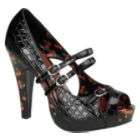 Pin Up Womens Bettie 08   Black Croc Cherry Patent Leather