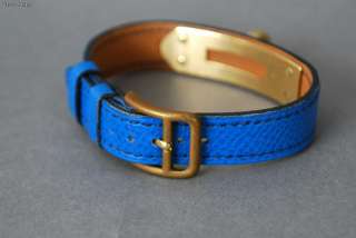 Authentic HERMES Blue Leather Bracelet for Cadena Kelly Watch with Box 