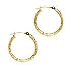Body Candy Solid 14KT Yellow Gold 1 1/8 Inch Twist Pattern Hoop 