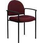   GG   Burgundy Fabric Comfortable Stackable Steel Side Chair with Arms