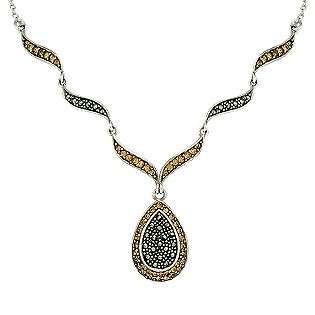 Victoria Crowne Marcasite/Champagne Crystal Teardrop Necklace 