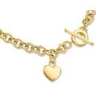 JewelBasket Heart Charms 14k Yellow Gold Heavy Wide Chain Toggle 