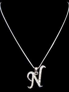 LETTER INITIAL ALPHABET NECKLACE CLEAR CRYSTALS  