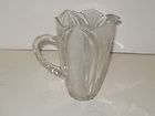   Tulip Design Cut Crystal and Frosted Clear Glass Juice/Water Pitcher