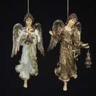 KSA Set of 2 Ivory, Gold & Silver Byzantine Angel Christmas Ornaments 