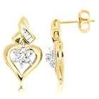 Joolwe 10k Yellow Gold Diamond Heart Shaped Renaissance Drop Earrings