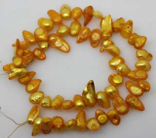 13mm gold pearl loose beads gem 14long  