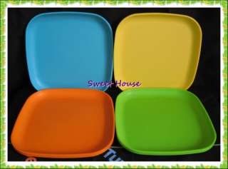 Tupperware Luncheon 8 Square Large Plate Set of 4 New  