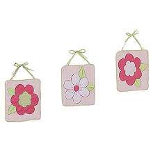 JoJo Designs Pink and Green Flower Collection 3 Piece Plush Wall 
