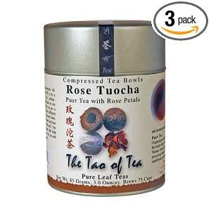 The Tao of Tea, Rose Tuocha Pu er Tea, Loose Leaf, 3 Ounce Tins (Pack 