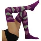 TBIS Opaque Argyle Pattern With Hearts Thigh High Stocking Sock 
