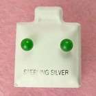 In Gifts Sterling Silver   4mm Green Jade Ball Earrings
