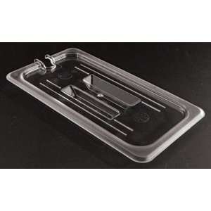  1/3 Size Food Pan Lid with Spoon Notch and Handle   Clear 